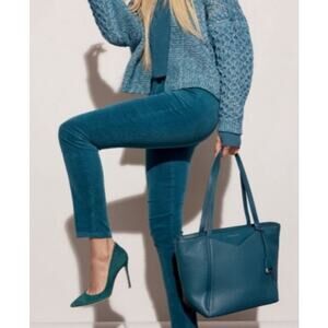 CAbi High Rise Skinny Pants 8 Corduroy Jeans Teal